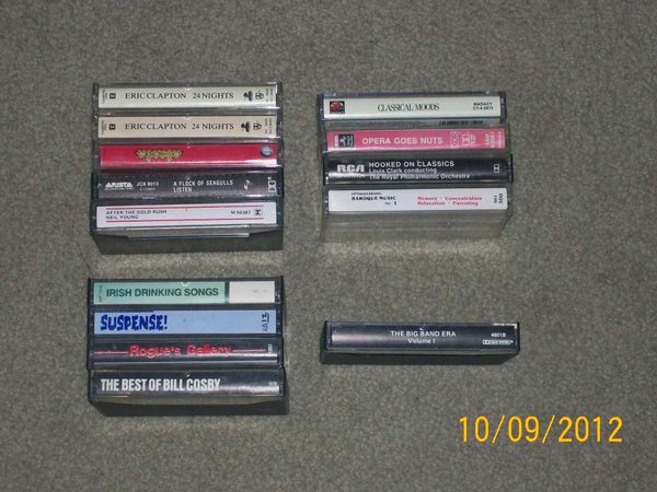 Cassettes, organized by genre. Rock, Classical, Jazz, and Other.